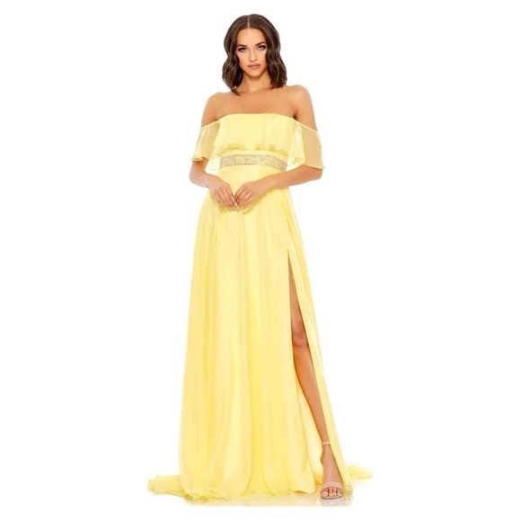 NWT Mac Duggal Ruffled Off-Shoulder A-line Dress - Picture 1 of 9